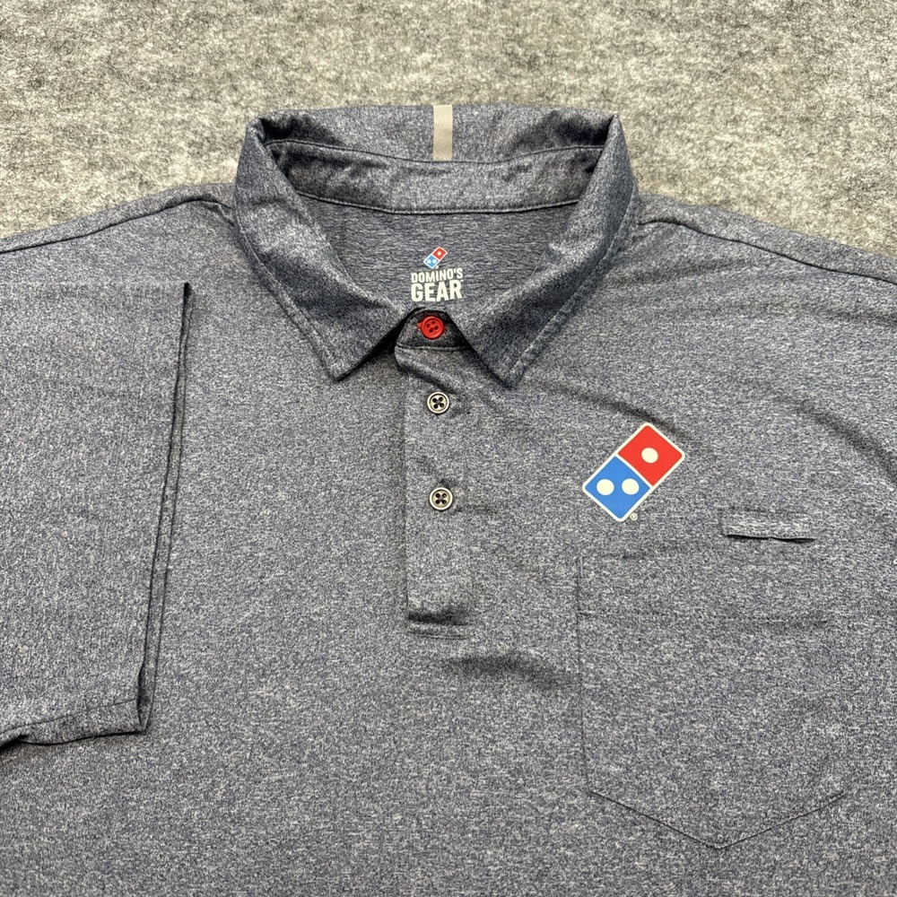 Dominos Gear polo men's XL blue stretch active performance uniform work reflect